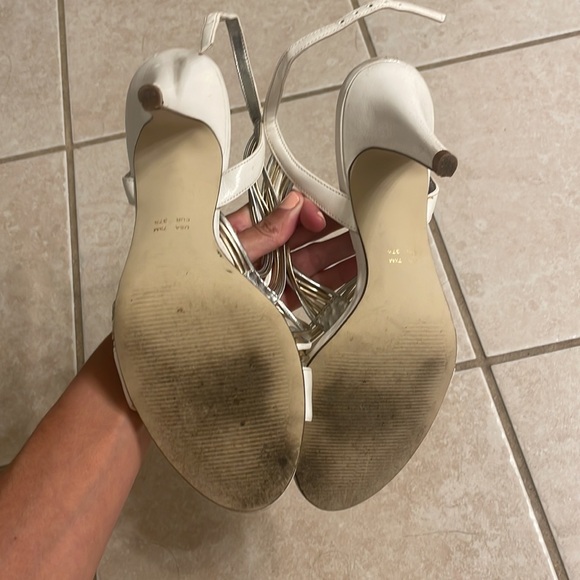 White Strappy Heels with Silver & Gold - Picture 5 of 5